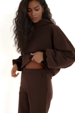 TALYA Bluzy^Bluza Boyfriend Hoodie chocolate
